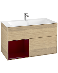 Villeroy und Boch Finion Waschtischunterschrank G030HBPC 99,6x59,1cm, Wandbeleuchtung, Regal links Peony, Oak Veneer